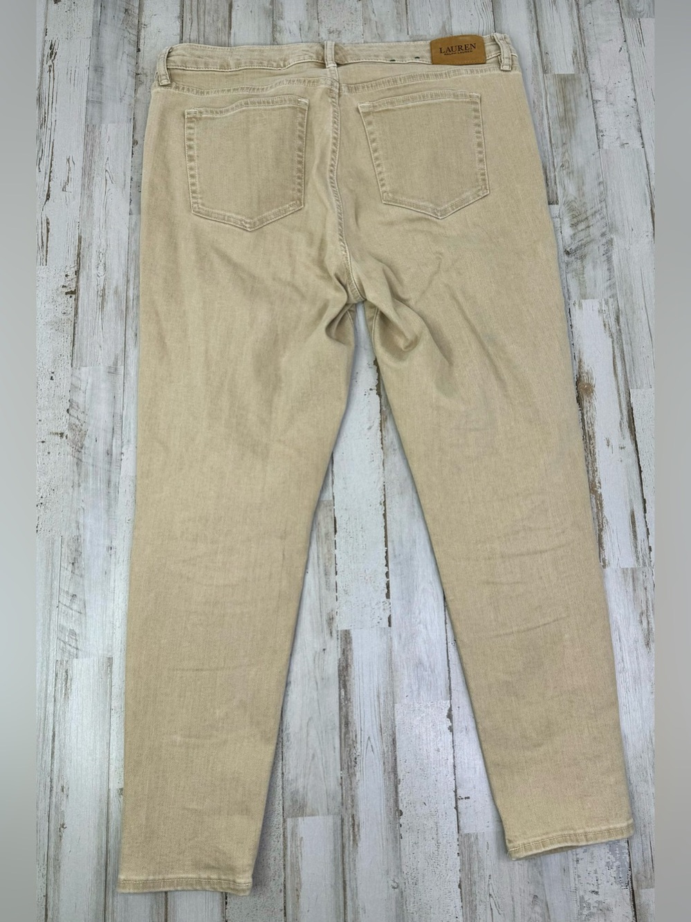 LRL Lauren Jeans Co Ralph Lauren 14 (36x27) Premier Skinny Ankle Jeans Tan - Picture 10 of 12